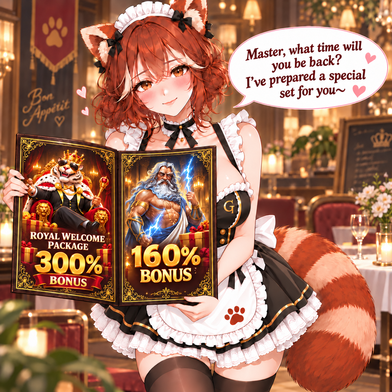 Kitsune Royal mascot welcoming new members to claim a 300% reward